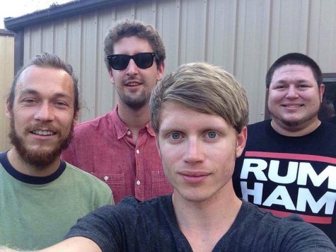 Members of the band "The Monolithic," Paul Beckmeyer (left), Hunter Beattie (back center), Chris Chamness (front center), and Shayne Cordevant (right), posing for a selfie. The band will perform at 9:30 p.m. Friday at Mac's Uptowner.