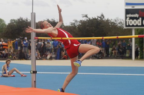 Katie Mans, a junior from Alton High School, competed in class 3A for the high jump during the IHSA Girls' Track Meet and placed third clearing a height of 5 feet 5 inches.