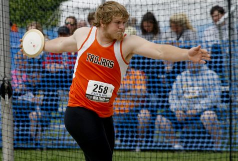 Jackson Harkness, a senior from Elmwood (COOP) High School, competes in the class 1A discus throw Thursday during the preliminary rounds of the IHSA boys track meet at O’Brien Stadium.