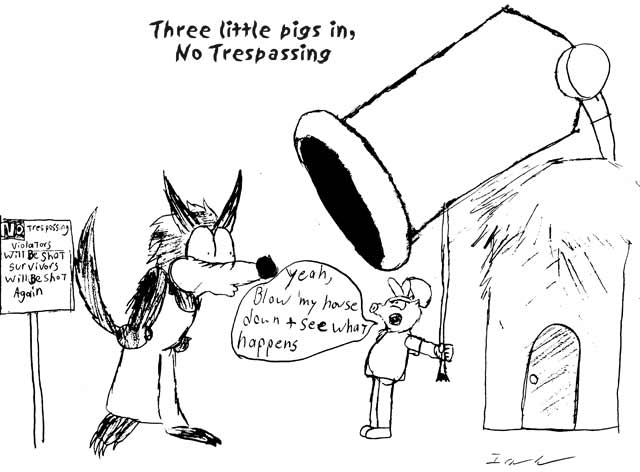 Editorial Cartoon: The three little pigs 