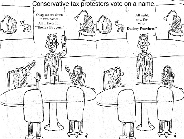 Editorial Cartoon: Conservative tax protesters 
