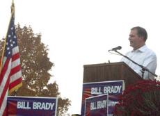 Brady speaks at Morton Park 
