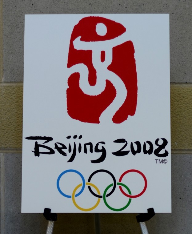 Photo: Booth features Olympic posters