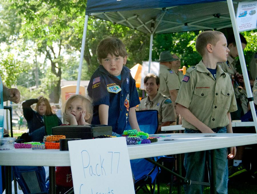 Boy+sells+armbands+for+the+boy+scouts.+