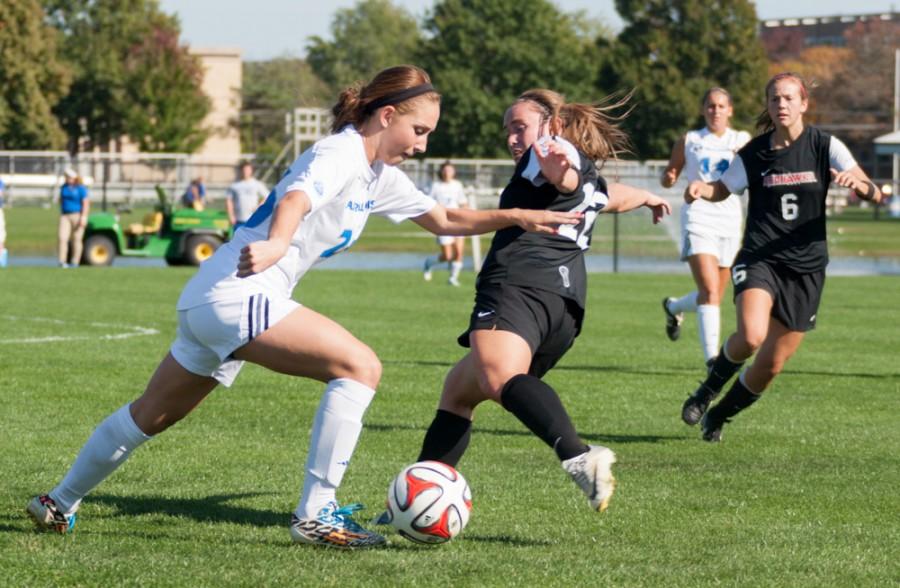 Freshman forward Chloe Gottschalk runs the ball up the pitch in a match against Southeast Missouri on Friday at Lakeside Field.  The Panthers lost to SEMO 4-0.  After losing to Southern Illinois-Edwardsville 3-1 on Sunday, the Panthers are 0-2 in the OVC and 1-9-1 overall.