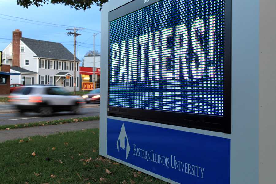 A new marquee sign has been installed a little more than a week ago near Old Main at the intersection of Fourth Street and Lincoln Avenue. The $35,000 cost for the sign and the installation was purchased in the last fiscal year with a gift fund.