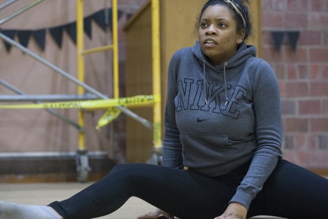 Mariah Scott, a junior communication studies major, practices her dance for her creative expression piece during the rehearsal for Miss Black EIU 2015 on Feb. 18.