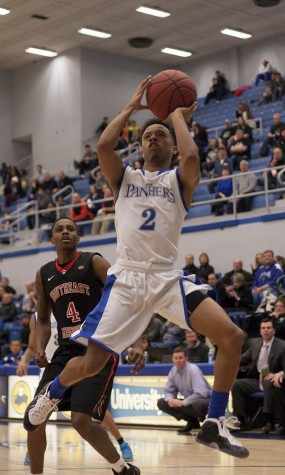 Freshman Cornell Johnston goes up for a basket during the Panthers' 73-65 win over Southeast Missouri on Sunday at Lantz Arena.  Johnston scored 12 points for the Panthers.  The Panthers lost to Murray State 65-57 on Thursday and will play Wednesday in Nashville in the OVC tournament.