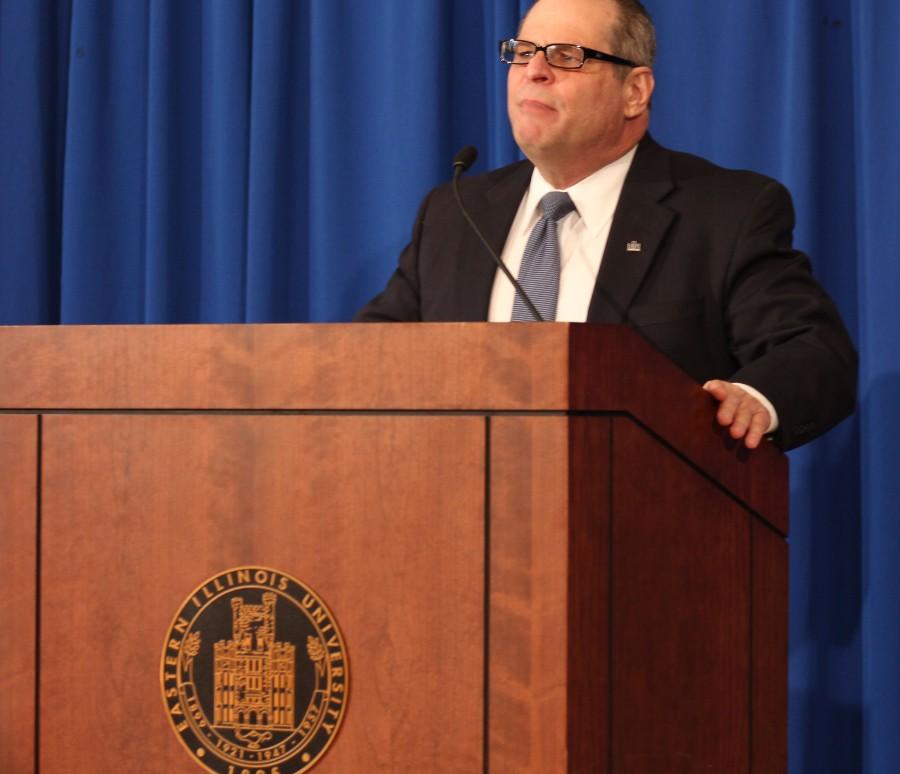 Newly elected president David Glassman answers questions at a press conference in the University Ballroom of the Martin Luther King Jr. University Union on March 2.