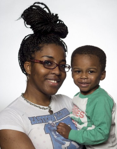 Senior sociology major Andrea Wolford, and her son Zion Cagle, 2.  Wolford has received support from family and friends and has found a balance between being a mother and student.