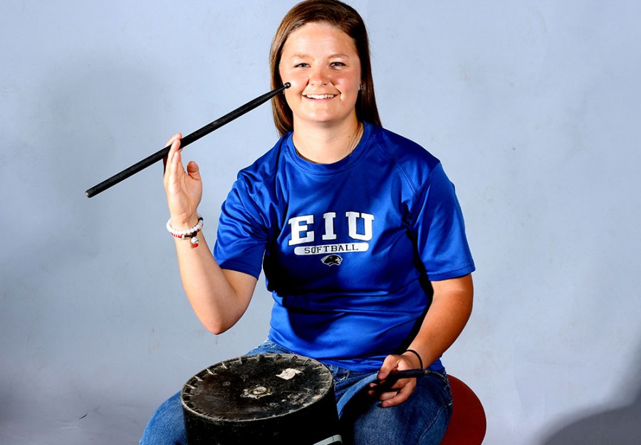 
Andrea Roberts, a freshmen catcher for the Panthers’ softball team, not only aids her team in games she also provides them their own soundtrack while beating buckets at some games.