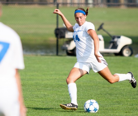 Senior forward Hannah Miller takes a shot during the Panthers' 3-1 victory over IPFW on Friday at Lakeside Field. Miller had five shots on goal out of seven taken.  The Panthers lost to Indiana State 1-0 on Sunday.  Miller had three shots with one on goal during the game.