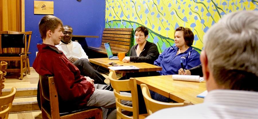 Eastern faculty and staff meet with the mayor for Coffee Hour, on Friday at Jackson Avenue Coffee.