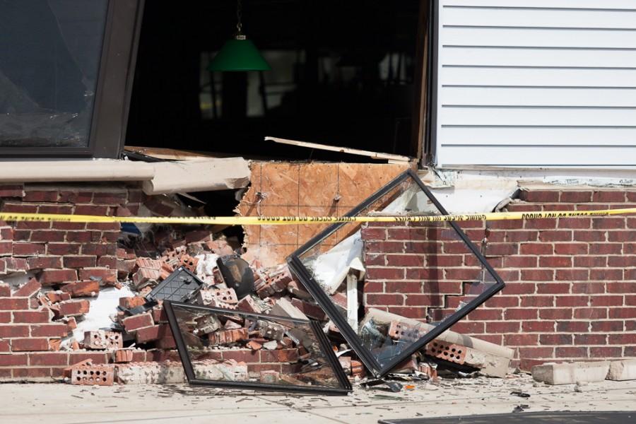 The side of Martys next to Grant Avenue after an SUV crashed into the bar around 2:15 p.m. Thursday. The bar opened during the evening after gaining city approval. Bar manager Tyson Sledge said an estimate on damage is unknown.
