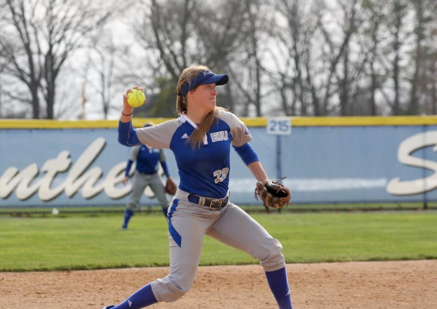  Senior shortstop Katie Watson throws the ball to first base for the out March 22. at Williams Field.