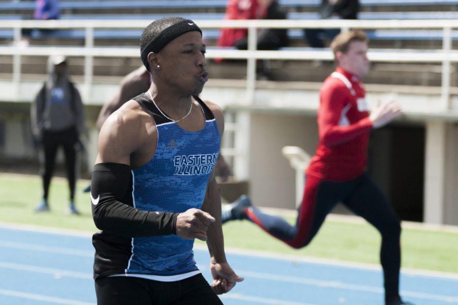 Freshman+sprinter+JaMarcus+Townsend+placed+17th+in+the+prelims+of+the+mens+100-meter+dash+during+the+Big+Blue+Classic+on+April+2+at+OBrien+Field.+Both+the+men+and+women+placed+first.