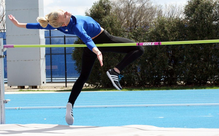 Sophomore Haleigh Knapp finished second in the high jump clearing 57.25 during the EIU Big Blue Classic on Saturday, April 2.