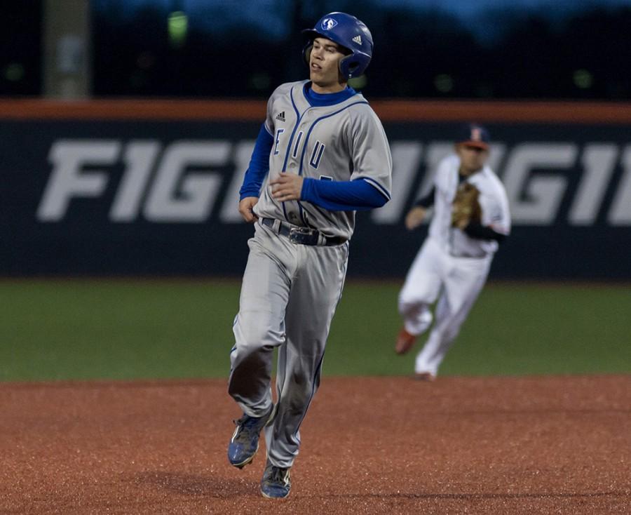 Sophomore infielder Cale Hennemann had one run and run hit with 2 RBIs during two at bats during the Panthers 9-7 loss to Illinois on Tuesday at Illinois Field in Champaign.