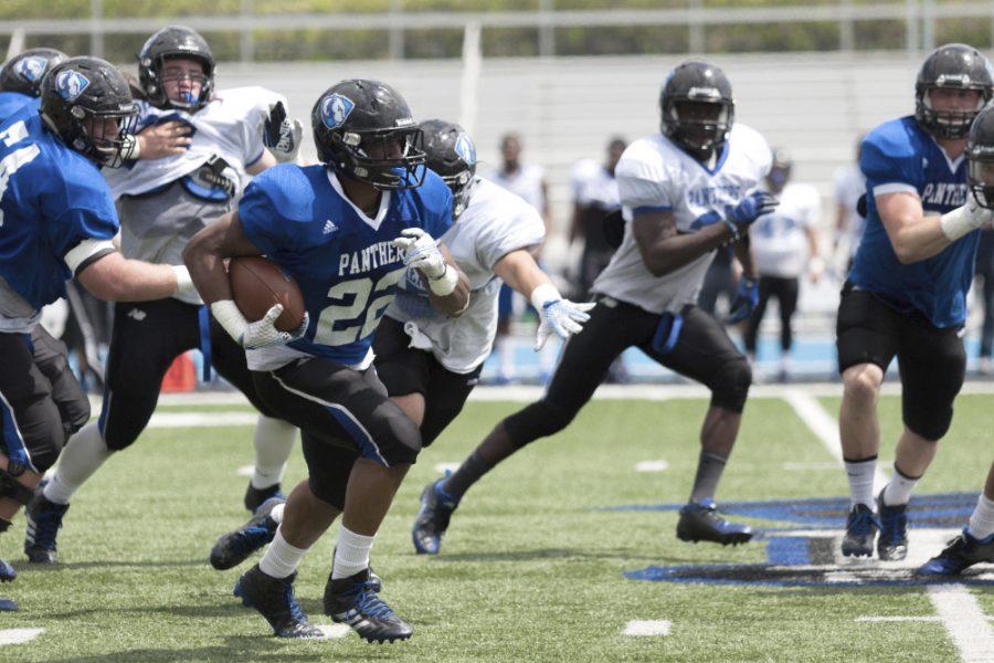 Junior running back Korliss Marshall had 125 yards between receptions and carries during the Panther football teams scrimmage game on Saturday at OBrien Field. The defense defeated the offense 26-20.