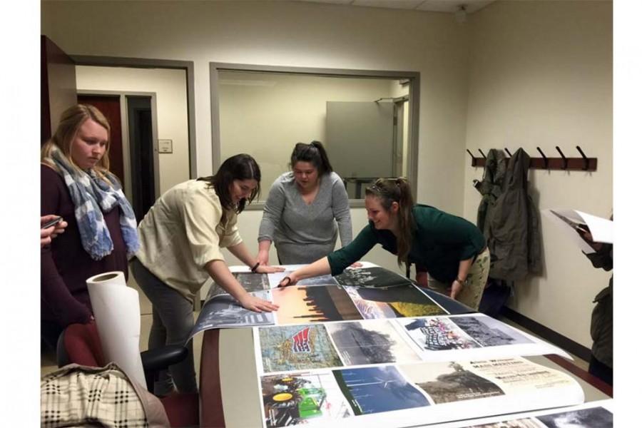 Multiple students volunteer to be apart of the exhibition team. They are responsible for building the parts for all of the artwork displayed in the Making Illinois exhibit.