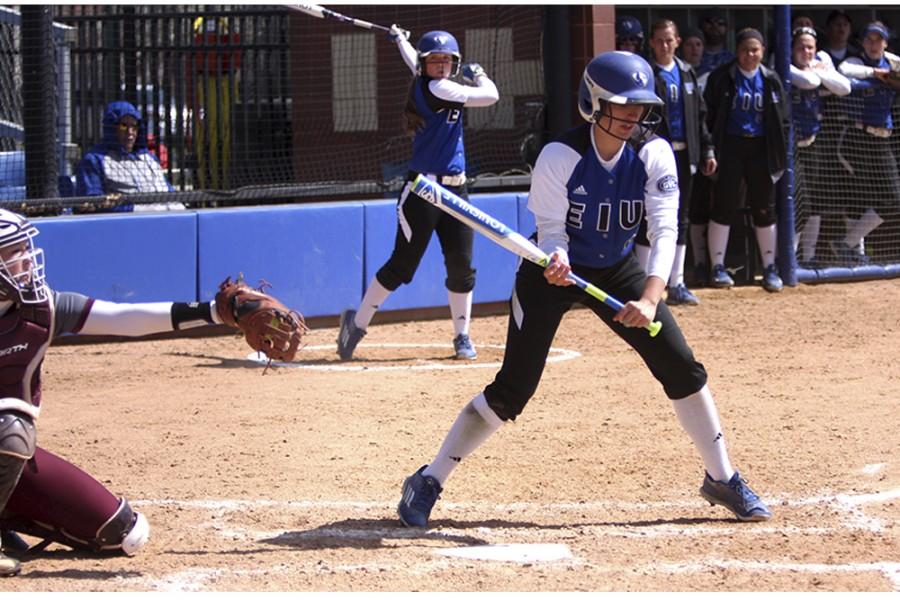 Designated hitter Jennifer Ames bats during game 1 of a doubleheader against Eastern Kentucky Saturday at Williams Field. The Panthers won 1-0 in 12 innings.
