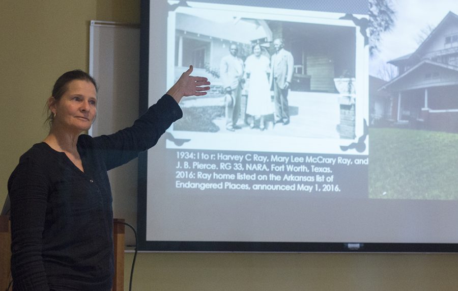 Jada Huddlestun | The Daily Eastern News
History professor Debra Reid explains a picture of Civil Rights activists at her presentation on visual culture during the Civil Rights movement in Booth Library Monday.