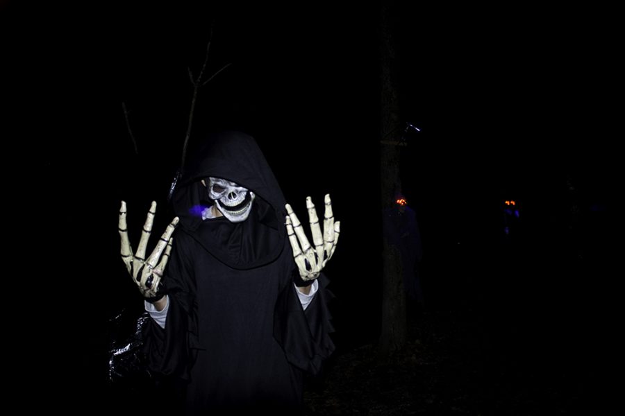 Volunteers dressed up in costumes and hid behind trees to scare patrons on the hike.