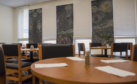 The cafe of Klehm Hall received new furniture donated by Mike Shelton in memory of his wife, and Eastern alumnus Linda Shelton. Linda Shelton was on the hospitality advisory board at Eastern and Mr. Shelton said the cafe was the appropriate place to donate the furniture.