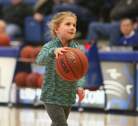 A young fan competes in a scrimmage game at halftime of the men’s game against Tennessee Tech Saturday at Lantz Arena.A young fan competes in a scrimmage game at halftime of the men’s game against Tennessee Tech Saturday at Lantz Arena.