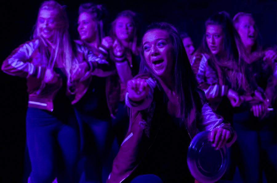 Alpha Phi sorority performs their Airband routine for Greek Week. They ended up placing first in the sorority division, with Pi Kappa Alpha getting first for fraternities.