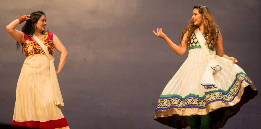 A Nepalese duo perform a dance Saturday during the AIS Global Cultural Night event in the Grand Ballroom of the Martin Luther King Jr. Union.