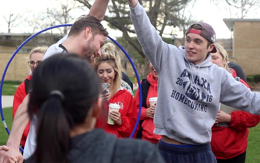 Photo was taken as a screenshot from the video about Greek Week Unity Relay Races on Thursday. 
