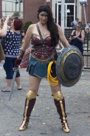 Syndi Sills dressed as Wonder Woman for a costume contest Sunday during the Superman Festival in Metropolis. Sills won every category that she was in.