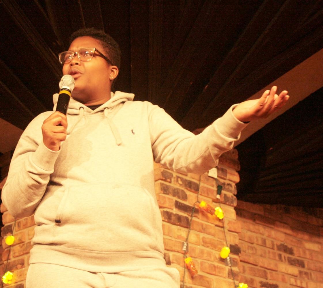 Comedian Sam Jay performs as part of the first University Board comedy show of the year in the 7th Street Underground of the Martin Luther King Jr. University Union.