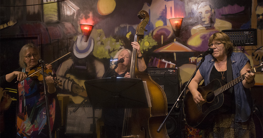 Motherlode performed “Shady Grove” and “Stand by Me” at the Night of Hope in the Jackson Avenue Coffee shop. Gaye Harrison played violin, Althea Pendergast was on the base violin and Wendy Meyer played the acoustic guitar.