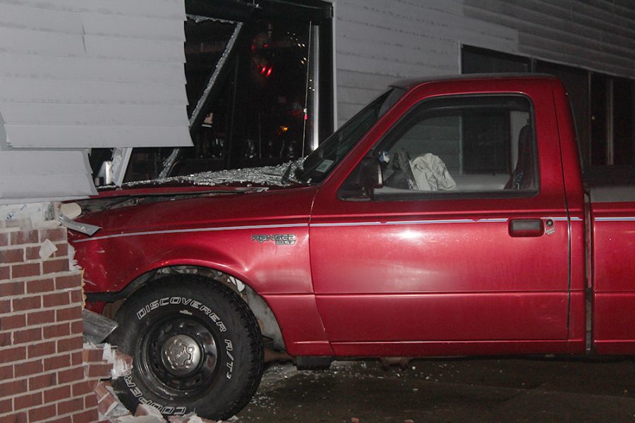 A truck crashes into Marty’s Wednesday afternoon. A similar incident in approximately the same location happened March 24,2016.