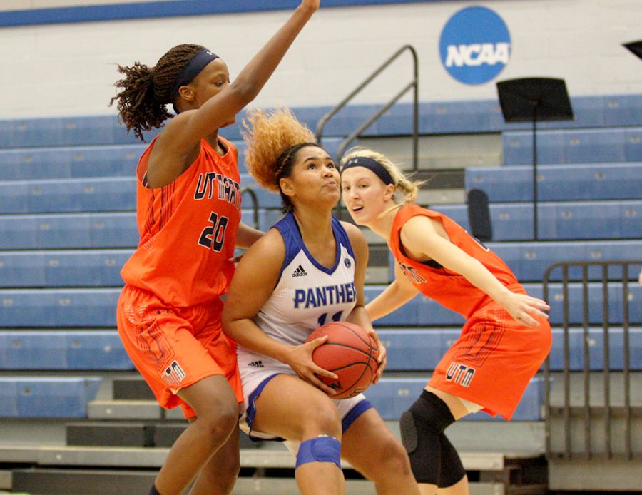 Freshman Karlee Pace goes up for a layup in the Panthers’ 72-44 loss to Tennessee-Martin Jan. 18 in Lantz Arena. Pace scored 31 points for Eastern in its 86-68 loss Saturday to Tennessee State.