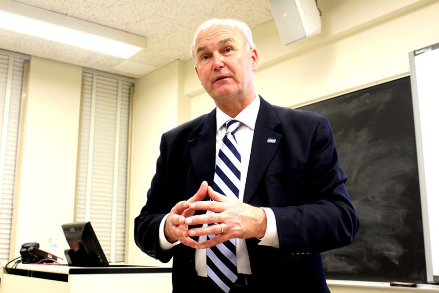 Bob Daiber discussed his campaign for governor at a lecture in Coleman Hall room 2140 on Thursday evening.