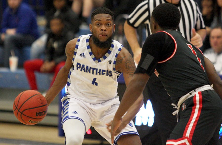 Senior Montell Goodwin sets up the Panthers’ offense it their 76-69 loss to Austin Peay Feb. 10 in Lantz Arena. With Eastern’s win Saturday over Tennessee-Martin, the Panthers secured a spot in the OVC Tournament.
