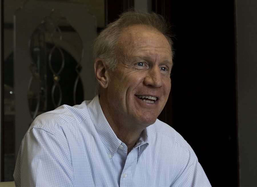 Gov. Bruce Rauner explained his stance on the U.S. Supreme Court Janus decision Monday before speaking with Charleston area business owners at Unique Suites Hotel. 