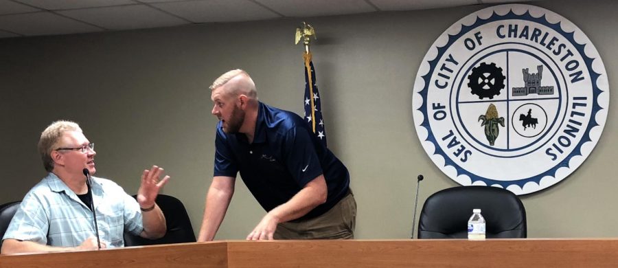 City Council Member Jeff Lahr and Mayor Brandon Combs dicussed the agreement between the City of Charleston and the State of Illinois to repair Lincoln Avenue during the Sept. 4 City Council Meeting. City Council meets on the first and third Tuesdays of every month.