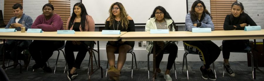 Student panelists discuss ‘What is Latinx?’ Thursday in the Charleston/Mattoon room of the Martin Luther King Jr. Union. Latinx is a gender-neutral term for Latino or Latina.