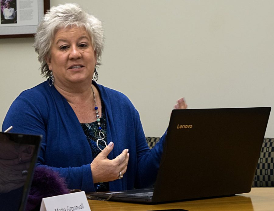 Julie Dietz is the chair of the health promotion department. Dietz presented four proposals to the Council on Academic Affairs at its meeting Thursday, all of which were centered around the proposal for a new departmental health promotion honors program.