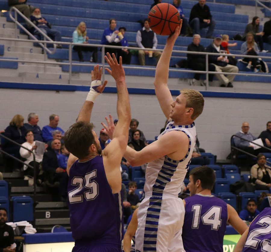 Eastern forward Lucas Jones puts up a shot in the Panthers 90-37 win over Fontbonne on Tuesday night in Lantz Arena. The 90 points was the most Eastern has scored in a game this season.
