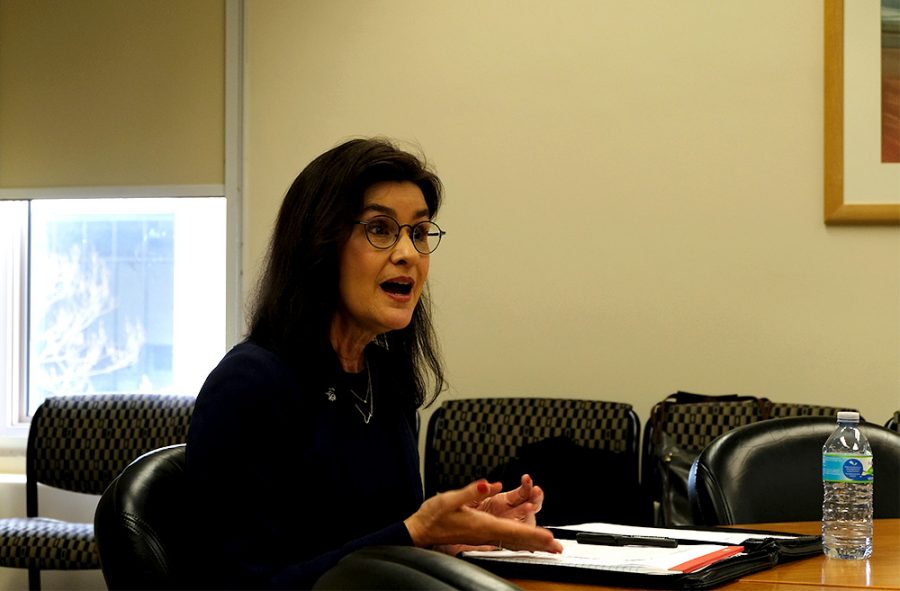 Jeanne Lord, the current interim dean of the College of Health and Human Services, was the second person to be interviewed for the dean of the College of Health and Human Services Wednesday morning in Booth Library. Lord talked about her past work and projects here at Eastern. Recently her and other faculty members were invited to Sarah Bush Lincoln Health Center. There she discussed the health program on campus, and she wanted the faculty at Sarah Bush to know that Eastern is available as a source to them in the future. She also discussed her flexibility with dean positions, and how she is willing to learn what she needs to fulfill the position to its fullest. “The reason that visibility is so critical, is because that its not just to say ‘Hey, we are the College of Health and Human Services’ its about creating opportunities for our students. That’s what visibility is about, its about creating opportunities for networking, its about creating opportunities for them to do internships, independent study, study abroad, career placement, career advancement, that’s what visibility is about.” Lord said during the interview.