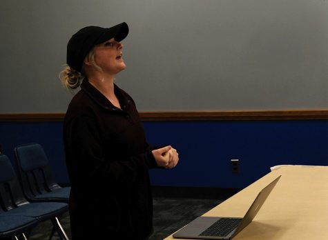 Jennifer O’Boyle, a German major, adresses the senate about her proposed RSO Wednesday night at the Student Senate meeting in the Martin Luther King Jr. University Union.