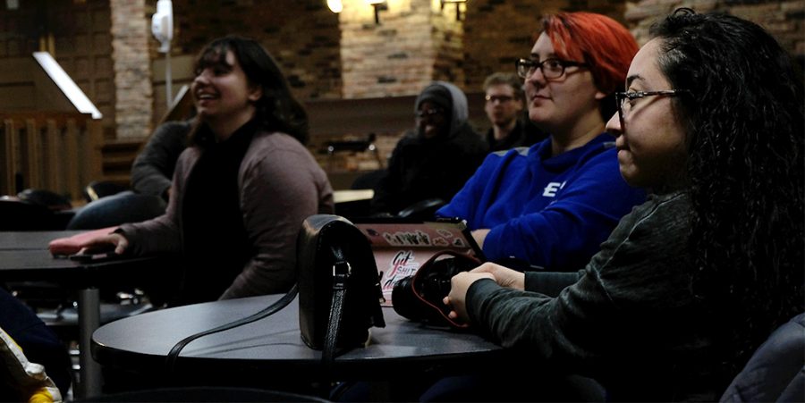 The crowd listens to the panel’s discussion during Black Queer Lives Matter Wednesday night in the 7th Street Underground.