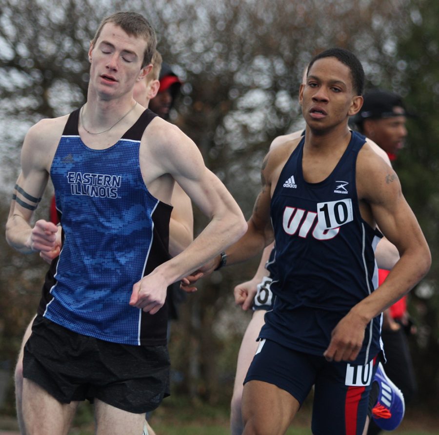 File Photo | The Daily Eastern News
Joe Carter competes in the 1500 meter run during the EIU Big Blue Classic in March 2018 at O’Brien Field. Carter finished 18th in the event.