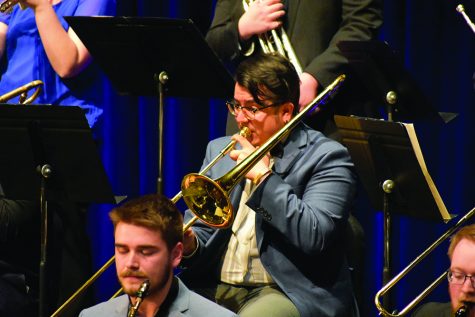 Marcial Bustamante, MUS: Performance student, feature a piece “Charade” during the “Jazz Goes To The Movies” concert on Thursday evening in the Theatre of the Doudna Fine Arts Center.