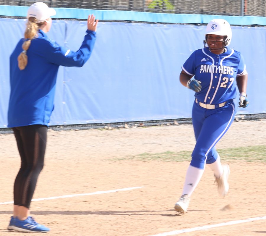 Eastern center fielder Mia Davis rounds third base after connecting on a home run in the Panthers’ 7-4 loss to Murray State on March 22. Eastern travels to Jacksonville State this weekend.